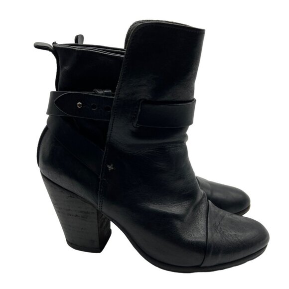 Rag & Bone Black Leather Kinsey Booties Ankle Boots Size 7.5 - Picture 1 of 9
